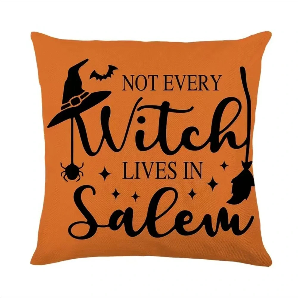 4pcs/set, Halloween Pillow Covers 18inx18in, Happy Halloween Decoration Throw Pi